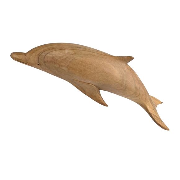 VTG Carved WOOD DOLPHIN 8” Fish Wooden Carving Figurine Nautical Sea Sculpture - Picture 2 of 8